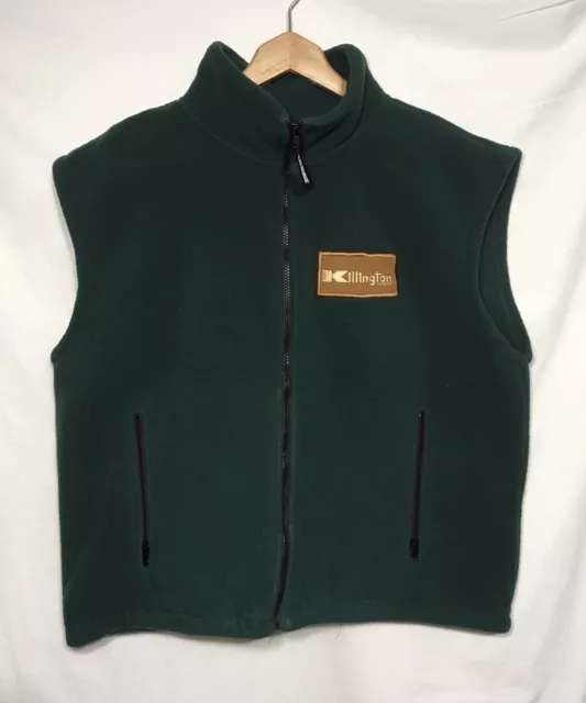 Killington VT Vermont Vintage Men's Large Green Fleece Full Zip Ski Vest Jacket