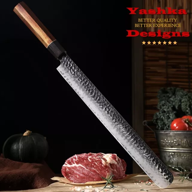 Chef Knife 12 Inch Clad Steel Blade Ham Jamon Shaurma Slicing Carving Kitchen