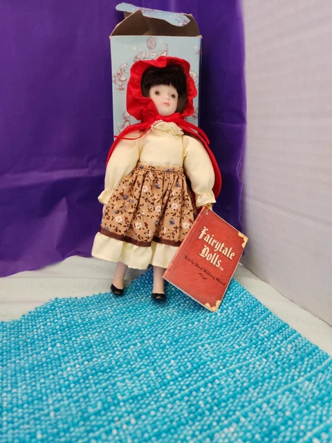 Vtg LITTLE RED RIDING HOOD Fairytale Dolls Porcelain Doll Russ 7.25" with box