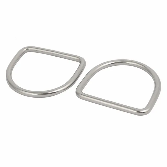 40mmx37mmx4mm 304 Stainless Steel Thickening Welded D Ring Silver Tone 2pcs