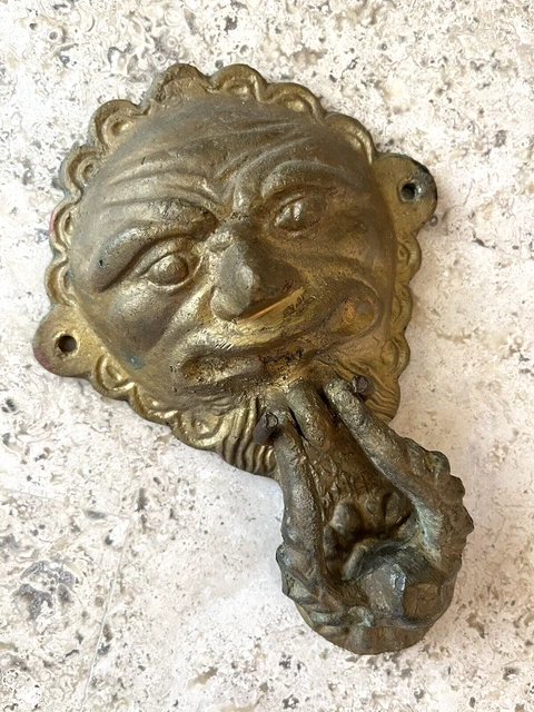 Antique Mexico 1911 Devil Gargoyle Sun Face Architectural Salvage Doorknocker