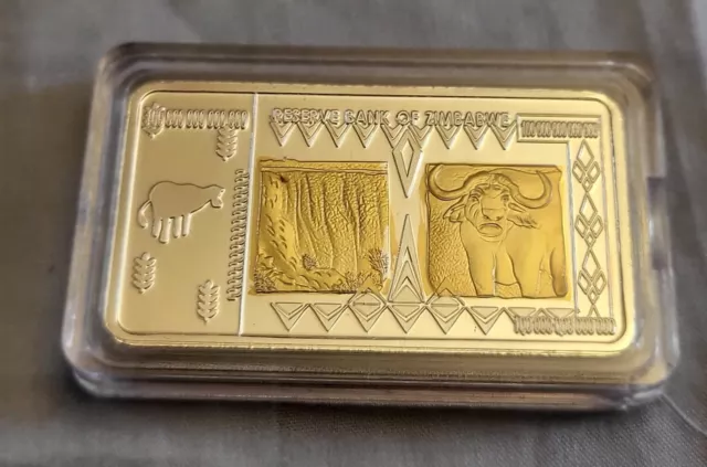 Simbabwe Gold Silberbarren Banknote Geld Afrika Bargeld alte Rechnung Safari USA 2