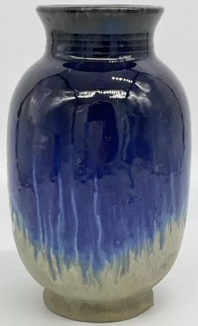 Early 20th Century Antique Fulper Flambe Drip Glaze Vase Art Pottery Blue Gray