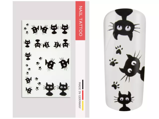 NailArt Nagel Wasser Tattoo Wrap Katze Sticker Finger Aufkleber Design Motiv