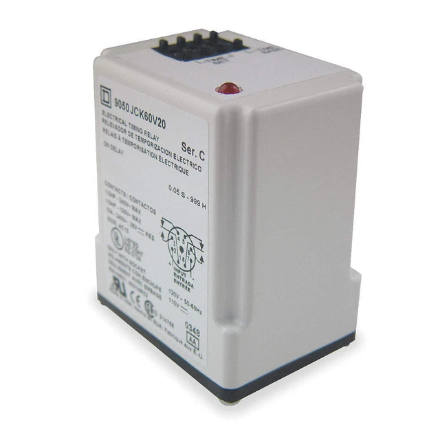 SQUARE D 9050JCK60V14 Time Delay Relay,24VAC/DC,10A,DPDT