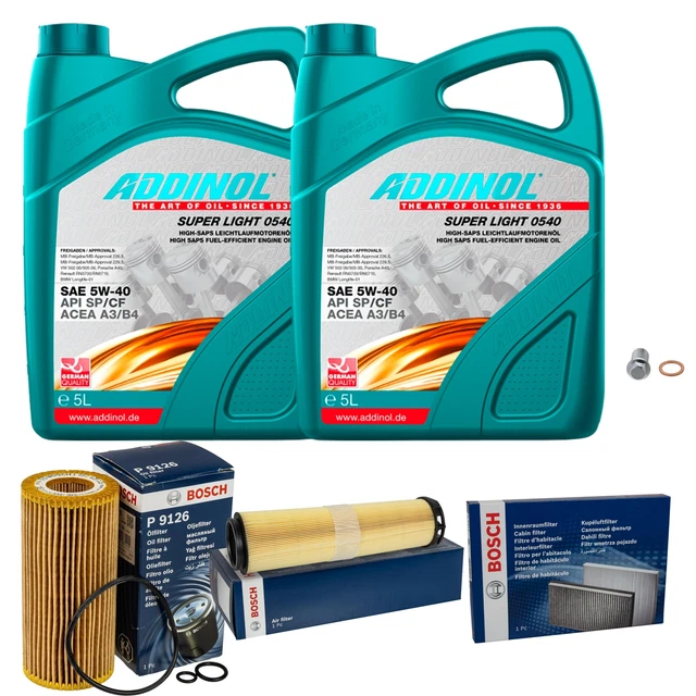 BOSCH CONTROLLO SET 10L Addinol 0540 Super Light 5W-40 per Mercedes S ...