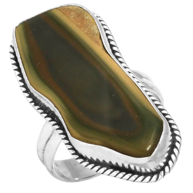 925 Sterling Silver Women Ring Royal Imperial Jasper (Mexico) Size 5 oV25318