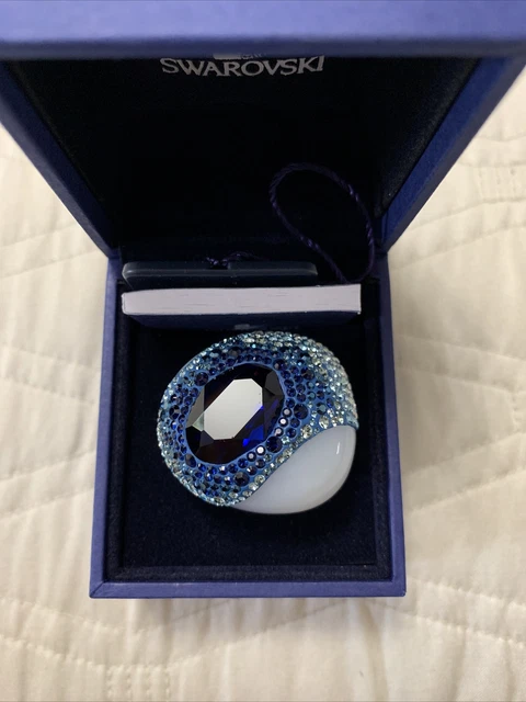 Authentic Rare & Retired Swarovski Ginseng Ring Size 58 Multi Blue