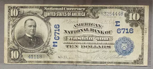 1902 $10 AMERICAN National Bank of Washington, DC Large Note (2340)