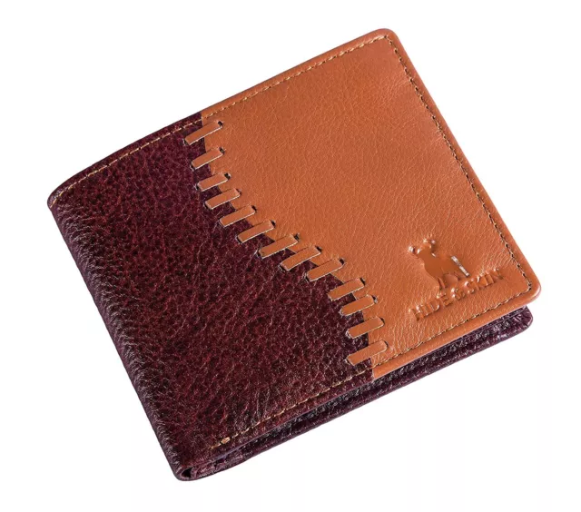 Nuevo Top Grano Cartera de Piel para Hombre Color Marrón Y Marrón