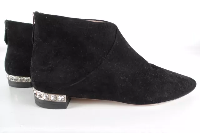 Miu Miu Women's Ankle Boots Size 38.5 Back Zip Suede Black Jeweled 8.5 US Pointy 3