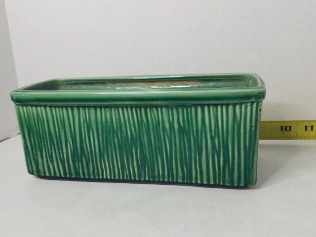 VINTAGE MCCOY USA Bamboo Green Pottery Rectangle Planter $11.99 - PicClick