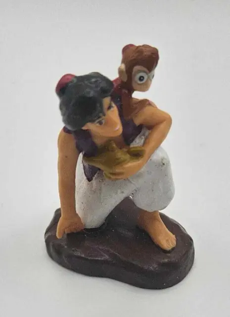 Disney Applause Aladdin & Abu PVC Figure 2" Cake Topper Toy Holding Lamp Vintage