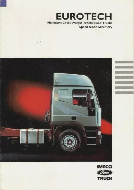 Iveco Ford EuroTech Trucks Specifications 1993 UK Market Foldout Brochure