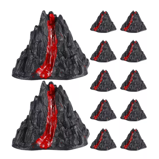 12 piezas mesa de arena volcán estatuas volcán adorno plástico volcánico decoraciones