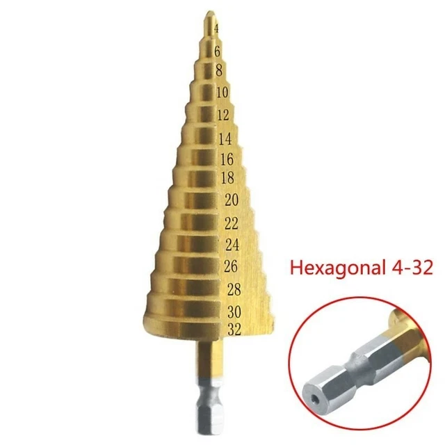 4-32mm-HSS Titane Revêtu Step drill bit Forage Outil Métal Bois Coupeur de Trou 2