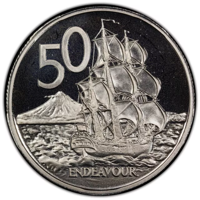 New Zealand 1977 Fifty Cents 50c (HMS Endeavour) - PCGS PR68DCAM (46806760)