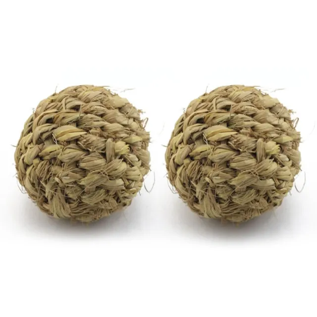 2X Pet Chew Toy Natural Grass Ball with Bell for Rabbit Hamster Guinea Pig6518