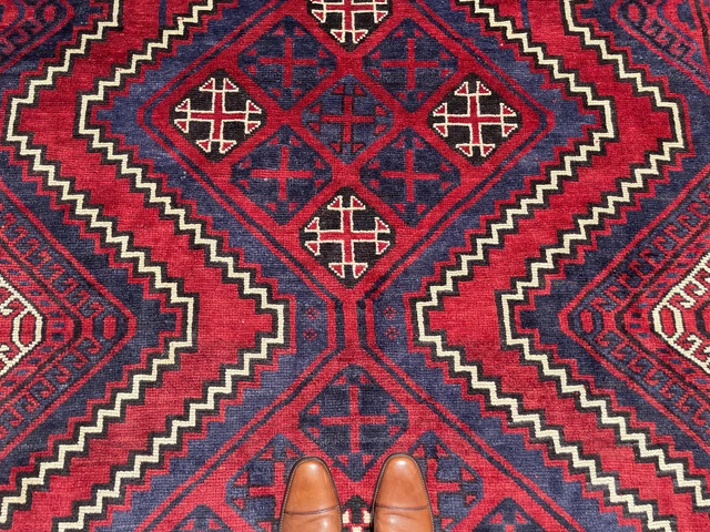 7x10 VINTAGE RUG red geometric tribal WOOL HAND-KNOTTED handmade ANTIQUE heriz 7x10 VINTAGE RUG red geometric tribal WOOL HAND-KNOTTED handmade ANTIQUE heriz