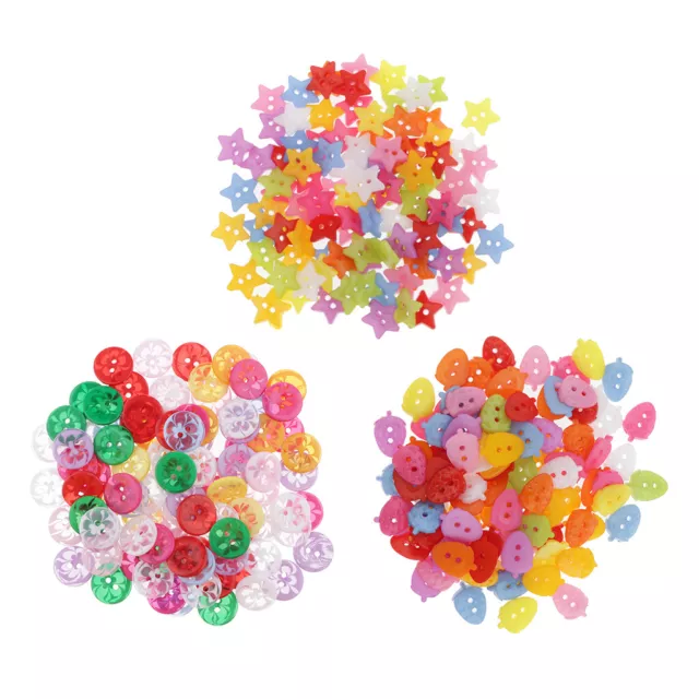 100 Strawberry Star Round 2Hole Plastic Sewing Buttons Scrapbook DIY Crafts