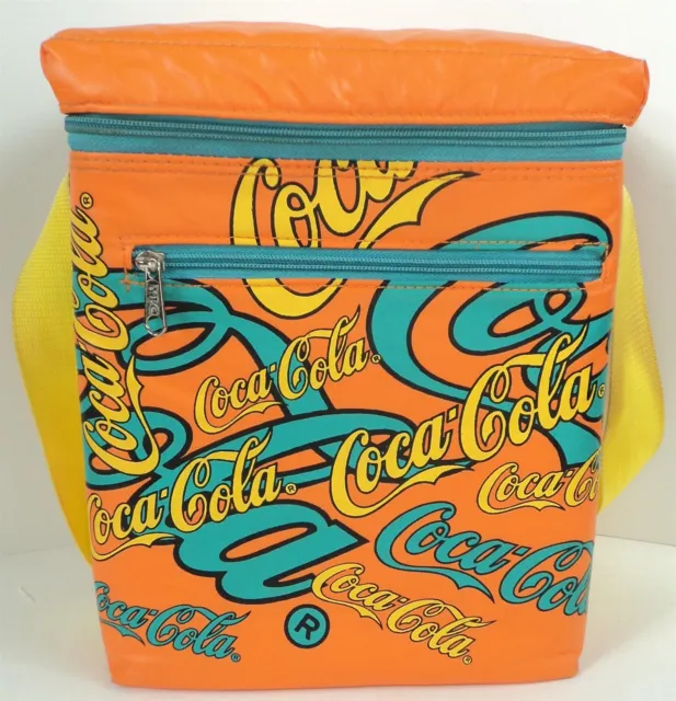 Vintage Coca-Cola Orange & Teal Soft Lunch/Drink Cooler - Leather/Canvas - Coke!