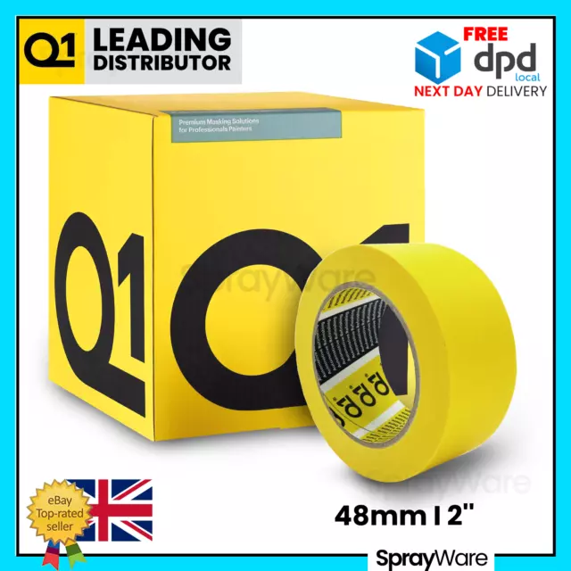Q1 - 2 inch Premium Automotive Yellow Masking Tape - Case of 20 Rolls