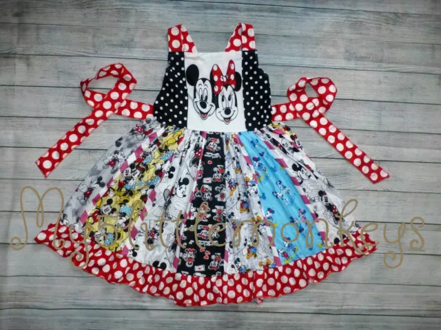 NEW Boutique Mickey Minnie Mouse Girls Sleeveless Ruffle Twirl Dress