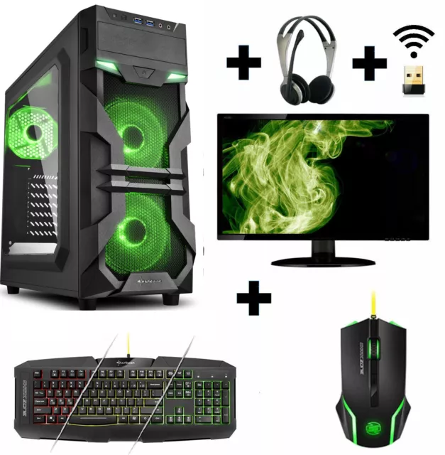 Gamer PC Komplett-Set AMD 4100 4x 3,8 Ghz Geforce GT730 8GB 1TB Gaming Win10 3