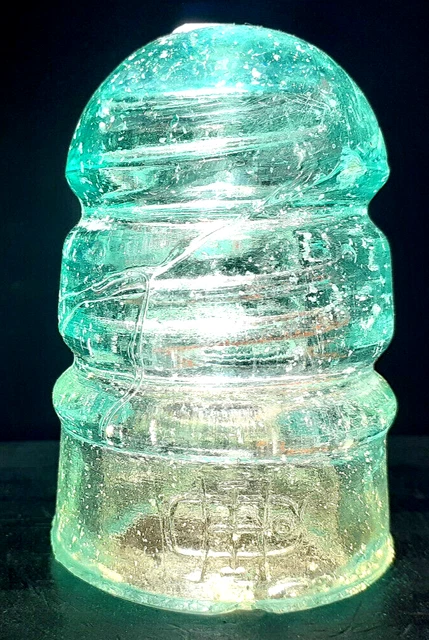 CD 112 Junky Aqua HAWLEY PA USA Antique Glass Telegraph Insulator KEG STYLE G9