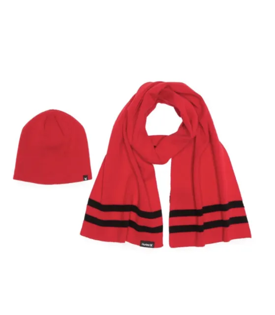 HURLEY New Yorker Beanie & Scarf 2-piece Set Red