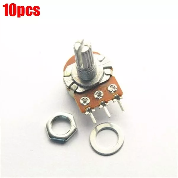 10Pcs 10K Ohm Linear Taper Rotary Potentiometer Panel Pot B10K fx