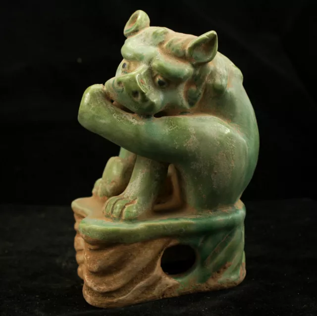 15.5 CM Chinese Tang Sancai Porcelain lion Statue Pottery animal sculpture