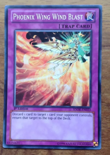 Yu Gi Oh!  SDOK-EN033 Phoenix Wing Wind Blast 1st Edition Trap Card. Free P&P