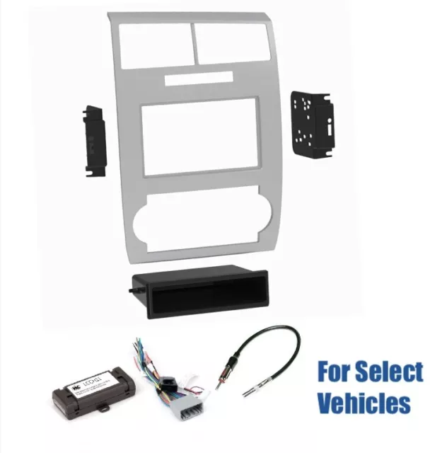 Silver Car Stereo Dash Kit Combo for 2005 2006 2007 Dodge Charger/Magnum +-  Amp