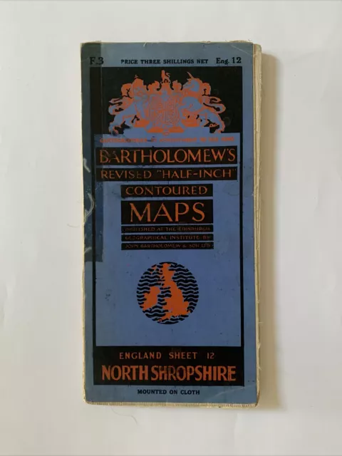 North Shropshire Vintage Antique Bartholomews Map 1936 Stoke Shrewsbury