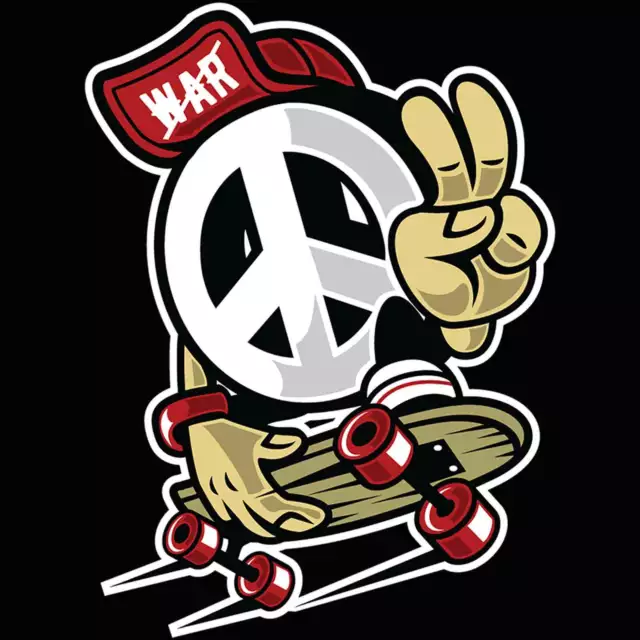 Peace Skater Cartoon Retro Skateboard - Mens Funny T-Shirt Tshirts Tee T Shirt