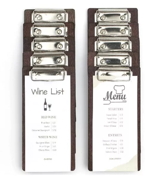 Olbia 10-Pack Wood Check Presenters for Restaurants Walnut 8x4