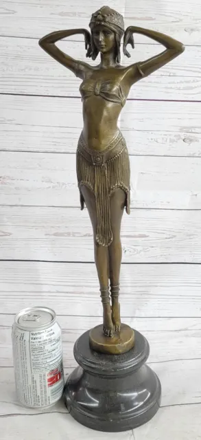 Signée Art Déco Chiparus Ventre Danseuse Marbre Affaire Bronze Sculpture Solde 2