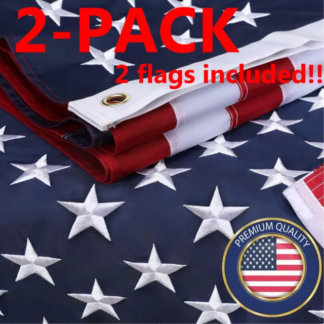 2X US USA American Flag 3x5 Luxury Embroidered United States Flag Outdoor