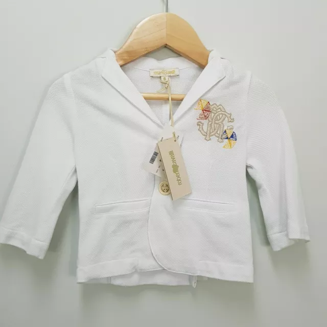 ROBERTO CAVALLI Baby Boys Size 6 Months White Blazer Jacket NEW + TAGS
