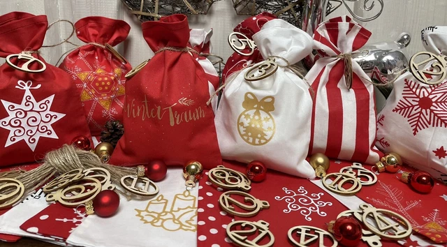 Autocollants Numéros 1 à 24 Pour Calendrier De L'Avent - Étiquettes Rondes, Décoration Fêtes Noël