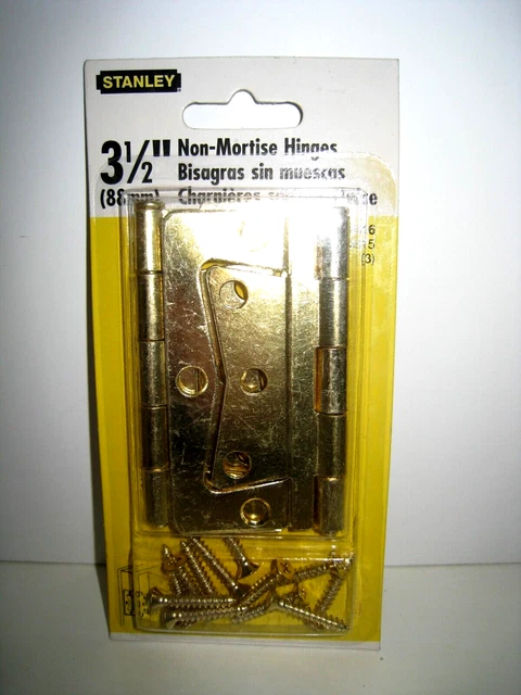 Stanley 3.5 In Non Mortise Hinges Brass Finish New In Package