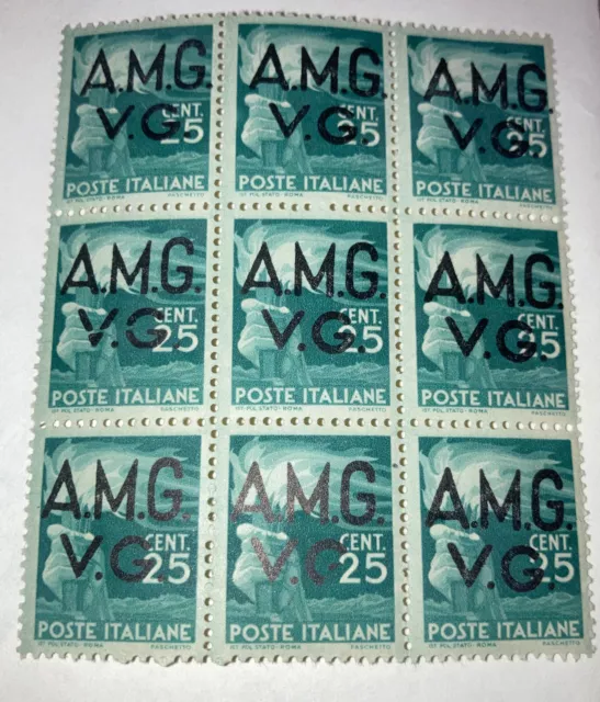 1947 Italy Venezia occupation 9 MNH stamps block scott 1LN14 overprint AMGVG
