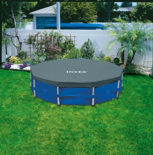 INTEX Steel Framed Pool COVER 10ft 12ft ROUND SWIMMING POOL PADDLING DEBRIS