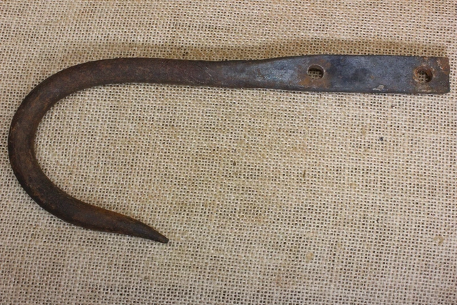 Old smokehouse large meat Hook Hearth blacksmith 9” wrought Iron barn vintage 4
