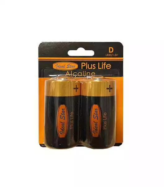 PILE ALCALINE "PLUS LIFE" TORCIA IDEAL STAR Blister 2 pezzi