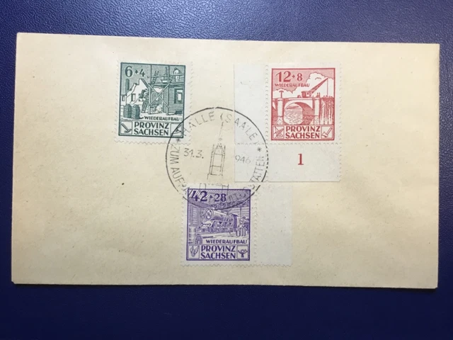 SBZ Provinz Sachsen 87-89A mit Sonderstempel