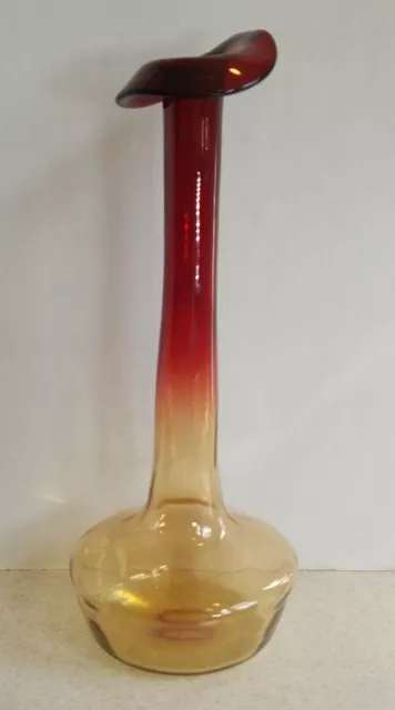 Signed  Libbey Amberina Art Glass 16" Vase #3000 Excellent Condition!