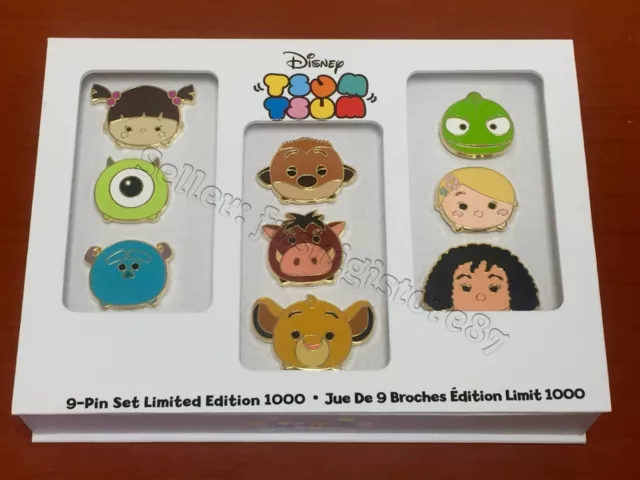 Disney Store Tsum Tsum Limited Edition Pin Set Tangled Lion King Monster Inc NEW