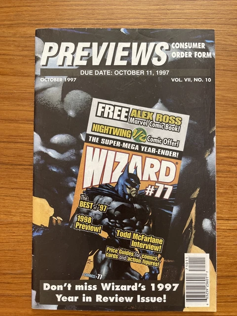 Previews Consumer order Form Comic Book October 1997 Vol VII Number 10